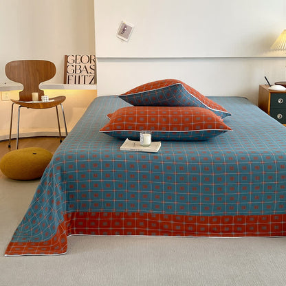 Highly Breathable Cotton Gauze Bedding with Stylish Plaid and Square Patterns