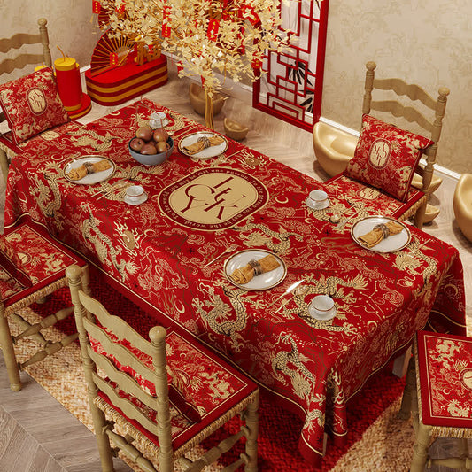 Exquisite New Year Luxurious Dragon-Printed Tablecloth