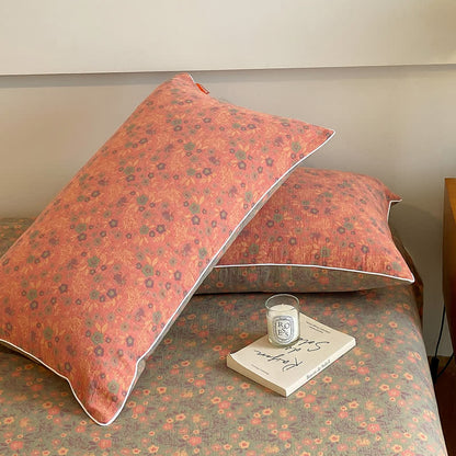 Romantic Vintage Floral Double Layer Cotton Gauze Coverlet
